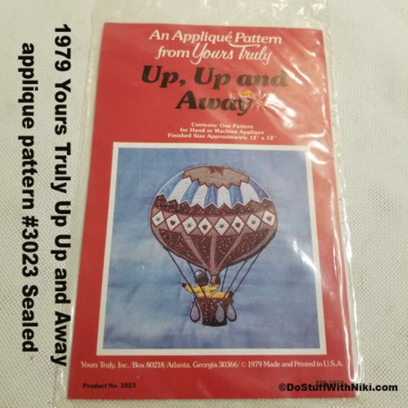 1979 Yours Truly Up Up and Away applique pattern #3023 Sealed PAT029 - Picture 1 of 4